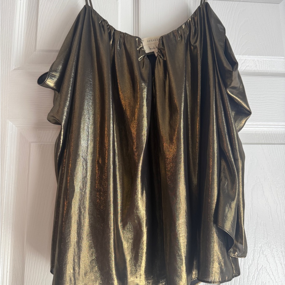 Elegant Metallic Off-Shoulder Blouse
